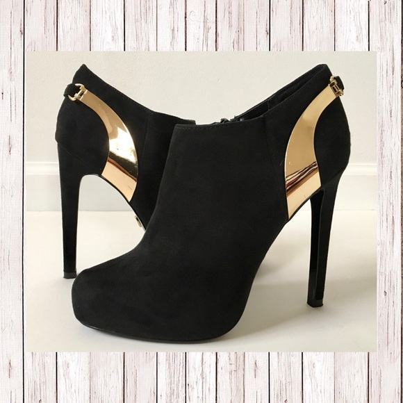 Thalia Sodi Shoes - BLACK AND GOLD SUEDE THALIA SODI BOOTIES SZ 7